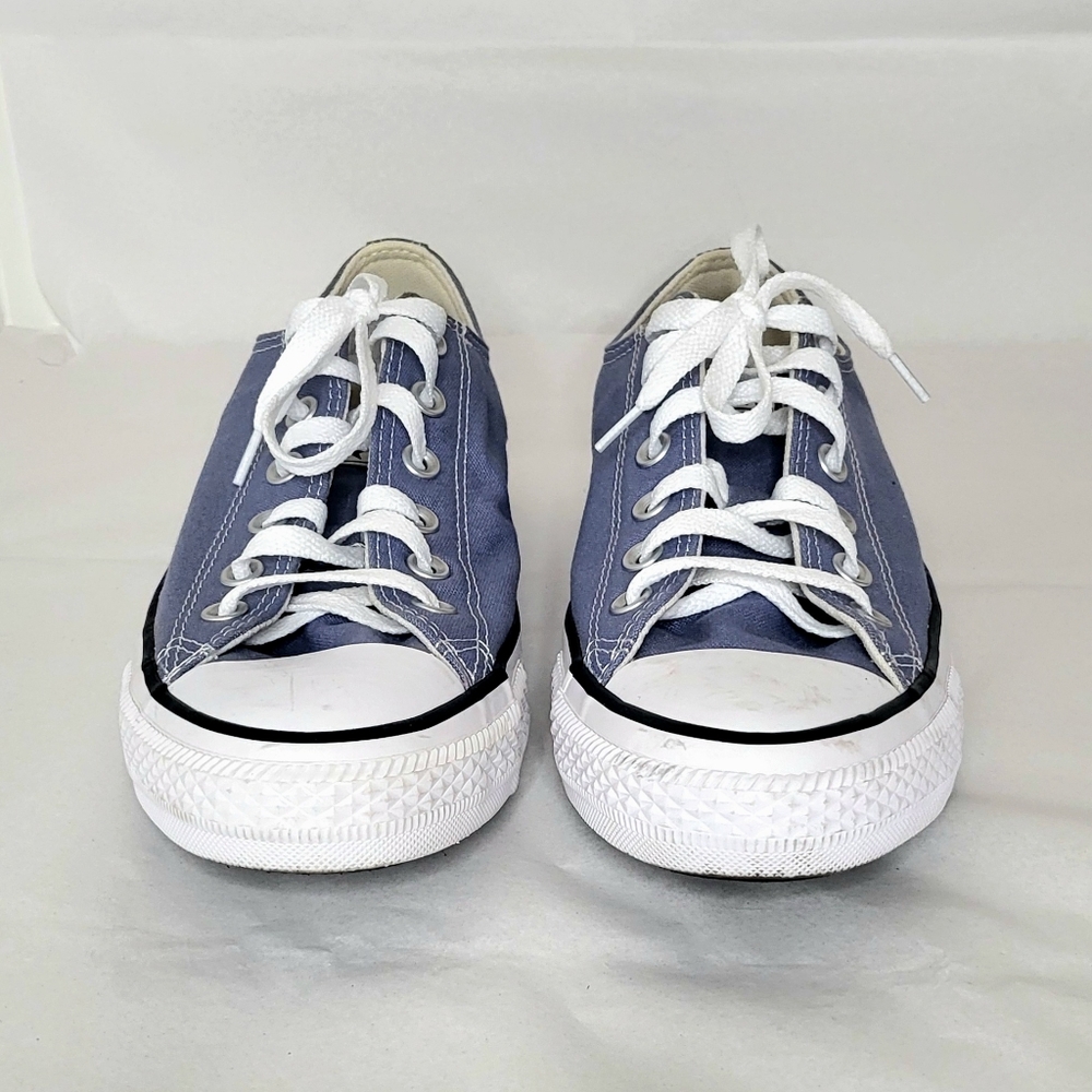 Pale Blue Low-Top Sneakers with White Laces